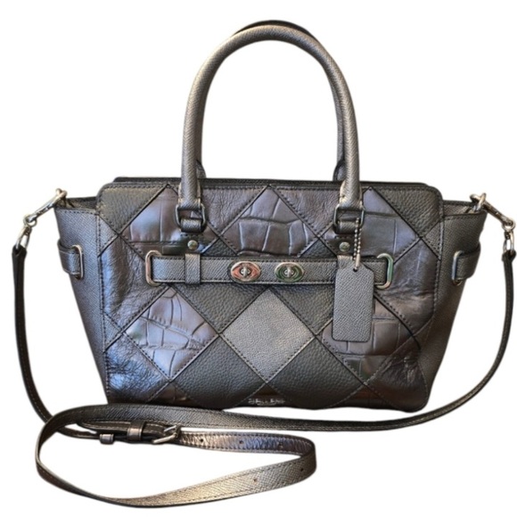 EUC Coach Blake Carryall 25 Gunmetal Patchwork 3 Way Tote Bag